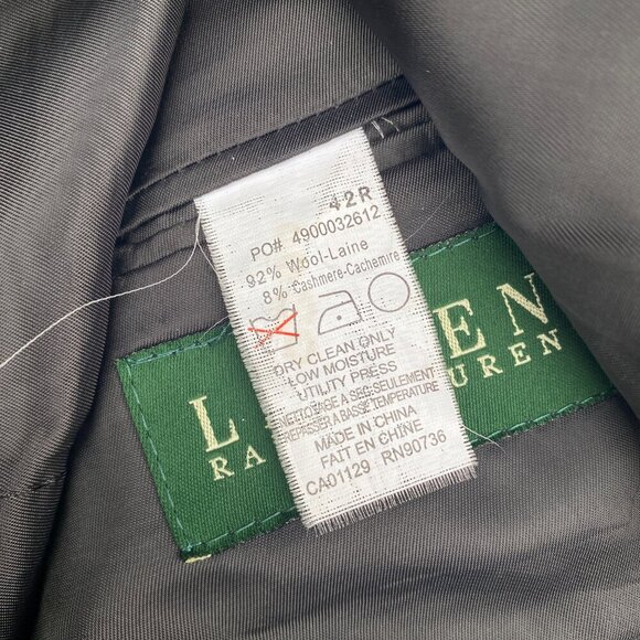 Vintage 90s Cashmere Wool Lauren Ralph Lauren Striped Suit Jacket 42R Pants 36R - Picture 16 of 16